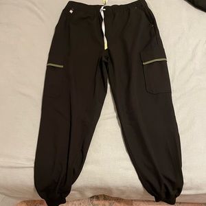 Black and green Figs scrub bottom joggers. Never worn.